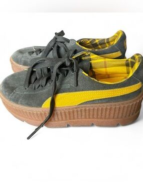 Fenty Puma by Rihanna Suede Cleated Creeper • Yellow & Grey • Women’s 7.5 • Rare